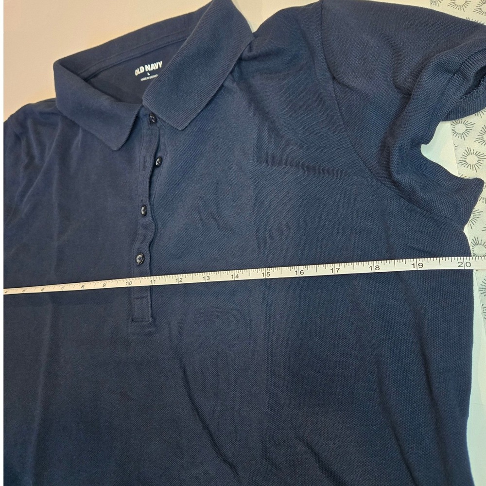 Old Navy Womens Polo Shirt Ink Blue Short Sleeve Pique Cotton Blend Large L - Picture 5 of 7